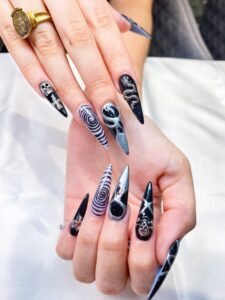 Glazed Donut Halloween Nails 