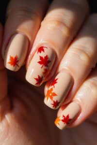 Maple Leaf Accent Nails