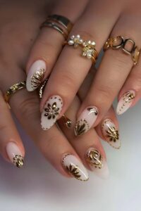 Metallic Petal Nail Art