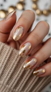 Nude Nails with Gold Foil